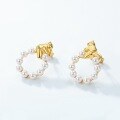 wholesale new stylish cute bear pearl earrings, S925 sterling silver, Korean and Japanese style, niche wholesale jewelry-0-1