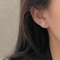 wholesale Sterling Silver S999 Camellia Earrings for Women, Light Luxury, Forest Style, Minimalist, Cool Tone, High-end, Korean Version-0-2