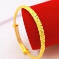 wholesale Metal material, multiple Vietnamese sand gold bracelets for women, non-fading, retro bracelets, suitable for chubby wrists, push-pull adjustable, genuine-0-3