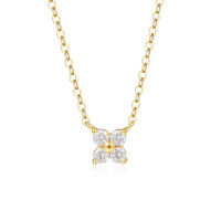 wholesale S925 Sterling Silver Four-leaf Clover And Butterfly Necklace For Women, Minimalist And Elegant Pendant-F4842-Gold 925 Silver