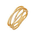wholesale S925 silver plated with 14K gold Japanese-style minimalist versatile irregular curved plain ring-0-4