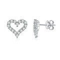 wholesale S925 Sterling Silver Moissanite Full Diamond Heart Stud Earrings, Minimalist Niche Hollow Heart Earrings, Elegant Heart-shaped Earrings-0-4