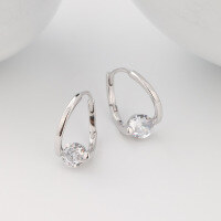 wholesale S925 Sterling Silver Minimalist Design Light Luxury Stud Earrings with White Zirconia Versatile Cross-border New Arrival-Platinum