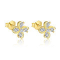wholesale S925 Sterling Silver Four-leaf Clover Earrings, Dainty And Versatile Zircon Earring Set For Women-0-15