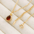 wholesale S925 Silver Plated 14k Gold, Japanese-style Vintage Artificial Amber Necklace by Dunli Jewelry-0-2