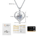 S925 Silver Rose Heart Necklace with 1ct D Color Moissanite-0-5