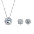 wholesale S925 sterling silver set of fashion earrings and necklace inlaid with D-color 1-carat moissanite jewelry cross-border-0-4