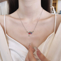 wholesale S925 Sterling Silver Vintage Retro Minimalist Design Auspicious Elephant Necklace with Good Meaning Ancient Style Collarbone Chain for Women-567LM/approx. 5.6g 925 silver