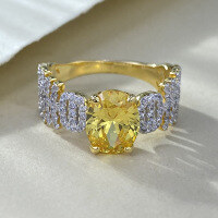wholesale S925 Silver 7*9mm Yellow Diamond Gemstone Luxuriously Set High-End Fashion Ring for Women, Xiaohongshu Style-R1407>No.6
