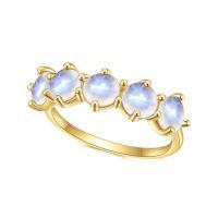wholesale S925 Sterling Silver, Small Batch Designed Natural Cream Blue Moonstone Ring, Cross-Border Trade Gemstone Ring in Gold Tone-Natural Creamy Blue Moonstone Ring  US Size 5