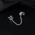 wholesale Metal material retro crusader flower chain ear studs for women, fashionable high-end ear cartilage clip,-0-1