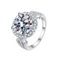 wholesale S925 Sterling Silver 5ct Round Moissanite Ring, Elegant and Sophisticated High-End Wedding Ring-0-4
