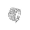 wholesale Gold-plated stylish and elegant 2-carat square full-diamond men's ring, internet-famous cluster-set dazzling starry trendy ring for men-0-4