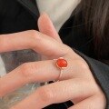 wholesale S925 Sterling Silver Red Agate Inlaid Ring for Women, Elegant and Fashionable Design, Sense of Premium, New Collection-0-2