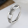 wholesale S925 Sterling Silver Geometric Asymmetrical Interlocking Ring Punk Hip Hop Streetwear Sweet Edgy Style Index Finger Ring-0-2