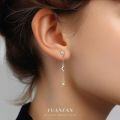 wholesale S925 Sterling Silver Star and Moon Fashion Earrings for Women, Elegant European-style Diamond-accented Versatile Luxury Trendy Earrings-0-2