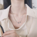 wholesale S925 Sterling Silver Retro Heart Cross Splice Necklace Ins Sweet Temperament Lady Style Collarbone Chain-0-0