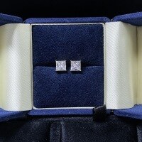 wholesale 925 Sterling Silver Moissanite Stud Earrings Four-Prong Classic Straight Right-Angle Three-Flower Radiant Cut D Color Moissanite-Gold-ED131 (High Carbon Diamond)  925 Silver