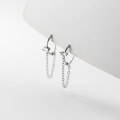 wholesale S925 Silver Shiny Chain Square Stud Ear Clips Korean Style Geometric Elegant French Retro Ear Accessories M02138-0-4