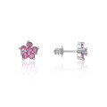 wholesale S925 Sterling Silver Early Spring Exquisite Small Gemstone Earrings with Natural Pink-White Topaz in a Five-Pointed Star Shape-0-0