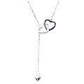 wholesale 999 Silver Hollow-Out Heart Interlocking Tassel Necklace, Heart-Shaped Design, Minimalist, Niche, Sweet, and Sophisticated-0-4