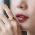 wholesale 14K Gold Filled Vintage Japanese Style Adjustable Crown Ring for Women with Garnet, Minimalist and Unique Design-0-1