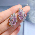 wholesale S925 Silver Oval 6*8 Ice Flower Cut Ultra Sparkly Women's Small Stud Earrings Drop Shipping-0-0