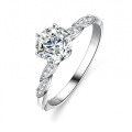 925 Sterling Silver Moissanite Six-Prong Women's Ring Double Flower Jewelry Factory TikTok Live-0-2