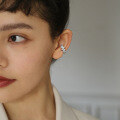 wholesale 925 Sterling Silver Ear Clips for Non-Pierced Women Summer New Trend Retro Shining Crystal Wave Ear Cuff-0-0