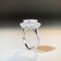 wholesale S925 Sterling Silver Ladies' Radiance Cut Ring with 3-Carat High-Carbon Diamond Zirconia and Full Pavé Setting-0-2