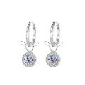 wholesale S925 Sterling Silver 1 Carat Moissanite Stylish and Fashionable Earrings Simple Cross-Border New Ear Accessories Stud Earrings-0-4