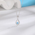 wholesale S925 Silver Korean Version Water Drop Moving Pendant Necklace for Women, Minimalist Design Collarbone Chain, Cross-Border New Arrival-0-0