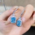 wholesale S925 Sterling Silver Aquamarine Earrings Square Full Diamond Ear Jewelry, Ins Style Simple and Versatile Non-Fading Ear Studs Wholesale-0-1