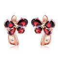 wholesale Rose Gold Plated S925 Silver Garnet Earrings, European and American New Luxury Style Inlaid with Natural Colored Gemstone Stud Earrings-0-4