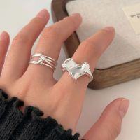 wholesale S925 Sterling Silver Irregular Heart Ring for Women, Light Luxury Fashion Cross Knot Band, Korean New Edition-Sterling Silver-Knotted