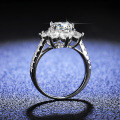 Silver Moissanite Ring Sunflower Design Wholesale Live Stream-0-0