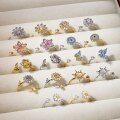 wholesale S925 Sterling Silver Flower Diamond-Inlaid Rotatable and Adjustable Opening Series Fashion Women's Ring-0-3