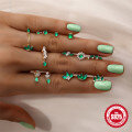 wholesale S925 Sterling Silver Natural Geometric Green Chrysoprase Gemstone Fringe Flat Threaded Ear Cartilage Stud-0-3