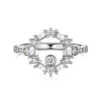 wholesale S925 Sterling Silver Light Luxury Women's Square Zirconia Row Diamond Design High-End Exquisite Step-Cut Stone Closed Ring-Platinum DY120968-SW-WH 9