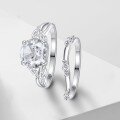 wholesale S925 Silver Ocean Wave Bride Ring Set for Women, European and American Fashion Luxury 2-Carat Moissanite Wedding Gift-0-2