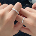 wholesale 999 Silver Accompany You Starry Sky Textured Minimalist Couple Ring R02325-0-1