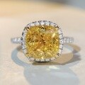 wholesale S925 Sterling Silver Nine Beauty Jewelry Women's Wholesale Yellow Diamond Ice Flower Cut High Carbon Diamond Radiant Cut Ring European and American Style-0-3