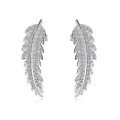 wholesale S925 Sterling Silver Light Luxury High-End Feather Design Earrings for Women, Exquisite and Elegant Symmetrical Earrings-0-4