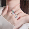 wholesale S925 Silver Retro Ethnic Style Fist-Grip Peace Lock Unique Niche Creative Design Open Adjustable Ring-0-0