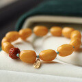 wholesale Metal material first Manufacturer wholesale natural chicken oil yellow old wax irregular shape about 10mm single strand bracelet amber full color chicken oil yellow bead bracelet-0-2