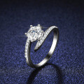 925 Silver Moissanite Ring Women's 1 Carat Hot-Selling Cross Six-Prong Setting-0-3