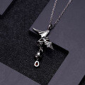 wholesale S925 Sterling Silver Dark Series Designer Necklace Pendant with Bat Design Inlaid with Natural Garnet-0-2