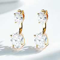 S925 Silver Champagne Gold-Plated Double High-Carbon Diamond Stud Earrings Wholesale-Rose Gold - ED204  925 Silver
