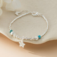 wholesale S925 Silver Fresh Sweet Ins Style Turquoise Butterfly Koi Fish Star Cat's Eye Circular Bracelet S7859-S925 Silver Bracelet 925 Silver