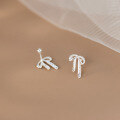 wholesale S925 Sterling Silver Fresh and Sweet Ins-style Exquisite Lace Bow Threaded Stud Earrings M06460-0-4